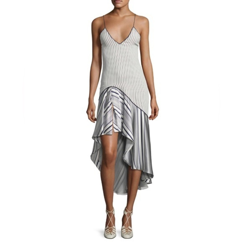 Jonathan Simkhai Gray and White Asymmetrical Dress